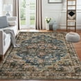 thumbnail image 2 of HOMERRY 8' x 10' Area Rug for Living Room Floral Geometric Washable Bedroom Non-Slip Carpet for Home Decor, Blue/Brown, 2 of 7