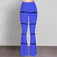 thumbnail image 3 of QATAINLAV High Waist Mini Flared Leggings for Women Casual Bootcut Yoga Pants Milk Silk Comfy Bell Bottoms Fashion Stripe Printed Lounge Legging Pant Blue S, 3 of 8