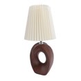thumbnail image 1 of Small Bedside Lamp 3 Colors Small Decorative Table Night Light Stepless Dimming Walnut Grain with Linen Pleated Lampshade, 1 of 7