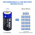 thumbnail image 6 of Hixon Rechargeable RCR123A  Batteries Kit, 4Pcs 900mAh CR123A Rechargeable Lithium Batteries with Charger for Arlo Camera, 6 of 10