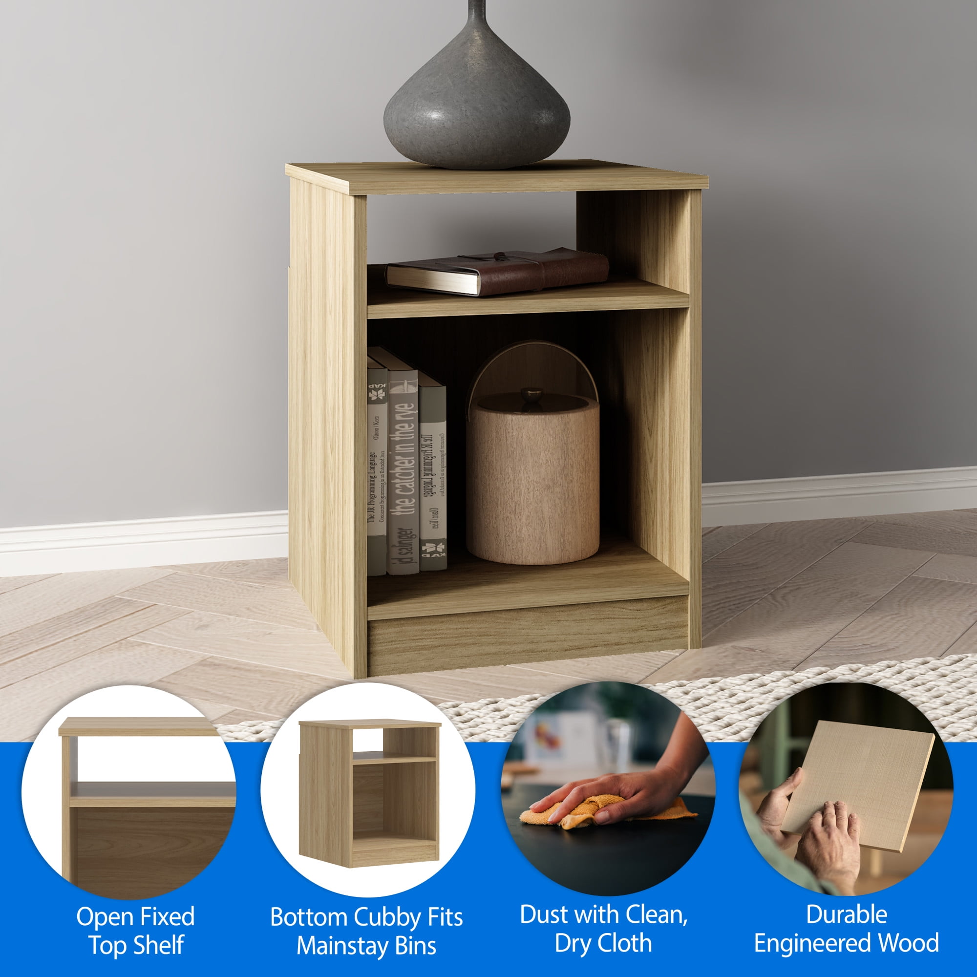 Mainstays Ardent Open Shelf Nightstand, Euro Oak