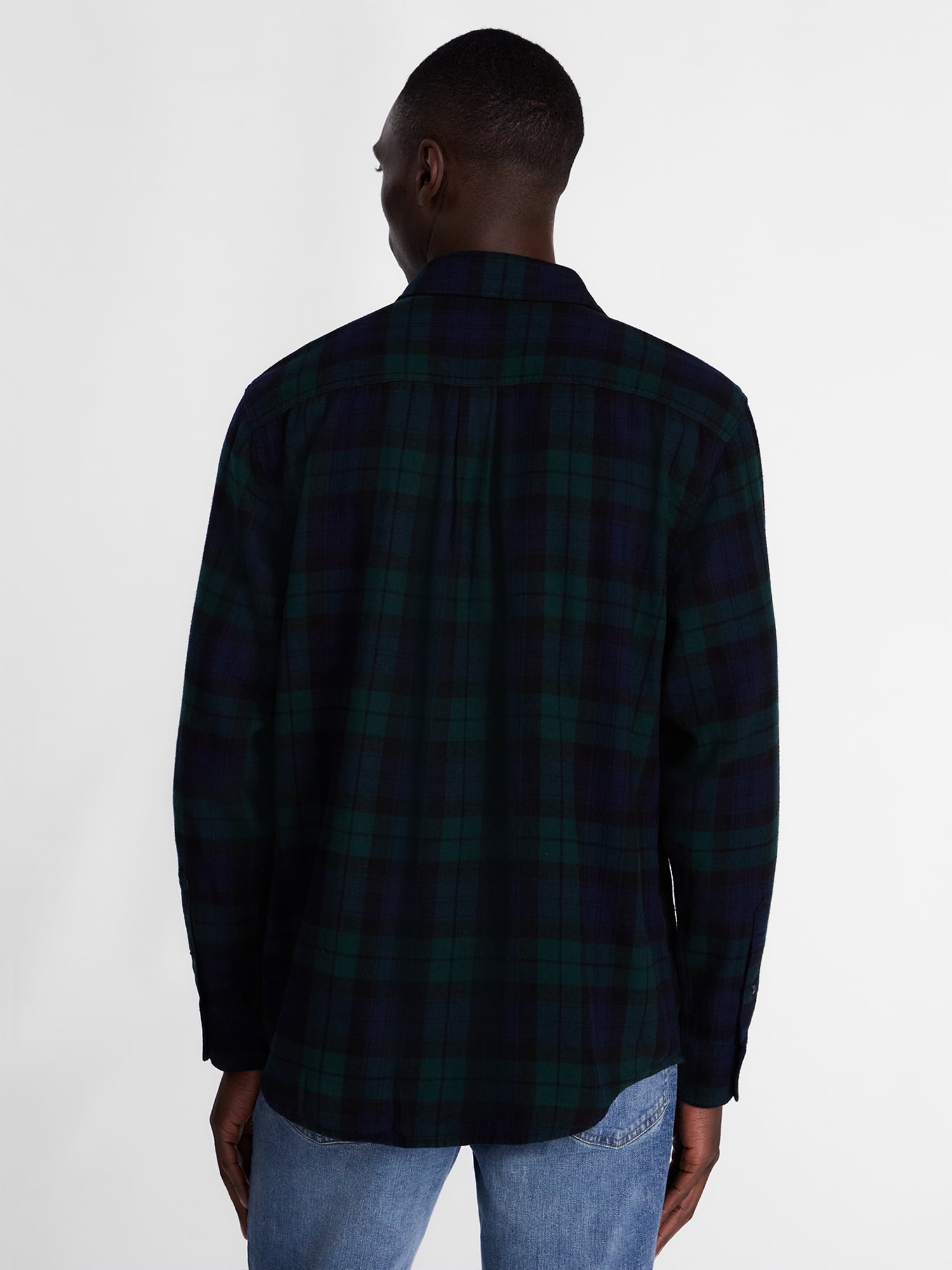 George Men's and Big Men's 100% Cotton Plaid Flannel Shirt with Long Sleeves, Sizes XS-3XL, 2XB-5XB & Tall XLT-3XLT