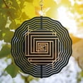 thumbnail image 3 of Stylish Metal Hanging Wind Spinner with Concentric Wave Patterns - Elegant Black & Gold Design for Yard & Garden Decor, 3 of 6