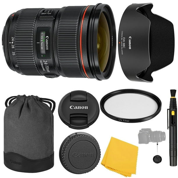 canon ef 24-70mm f/2.8l ii usm lens + uv filter + canon ew-88c lens