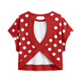 thumbnail image 5 of Kiijoy Little Girls Polka Dot Cutout Batwing Sleeve Crop Top Workout Tee Active T-Shirt, Sizes 7-8, 5 of 6