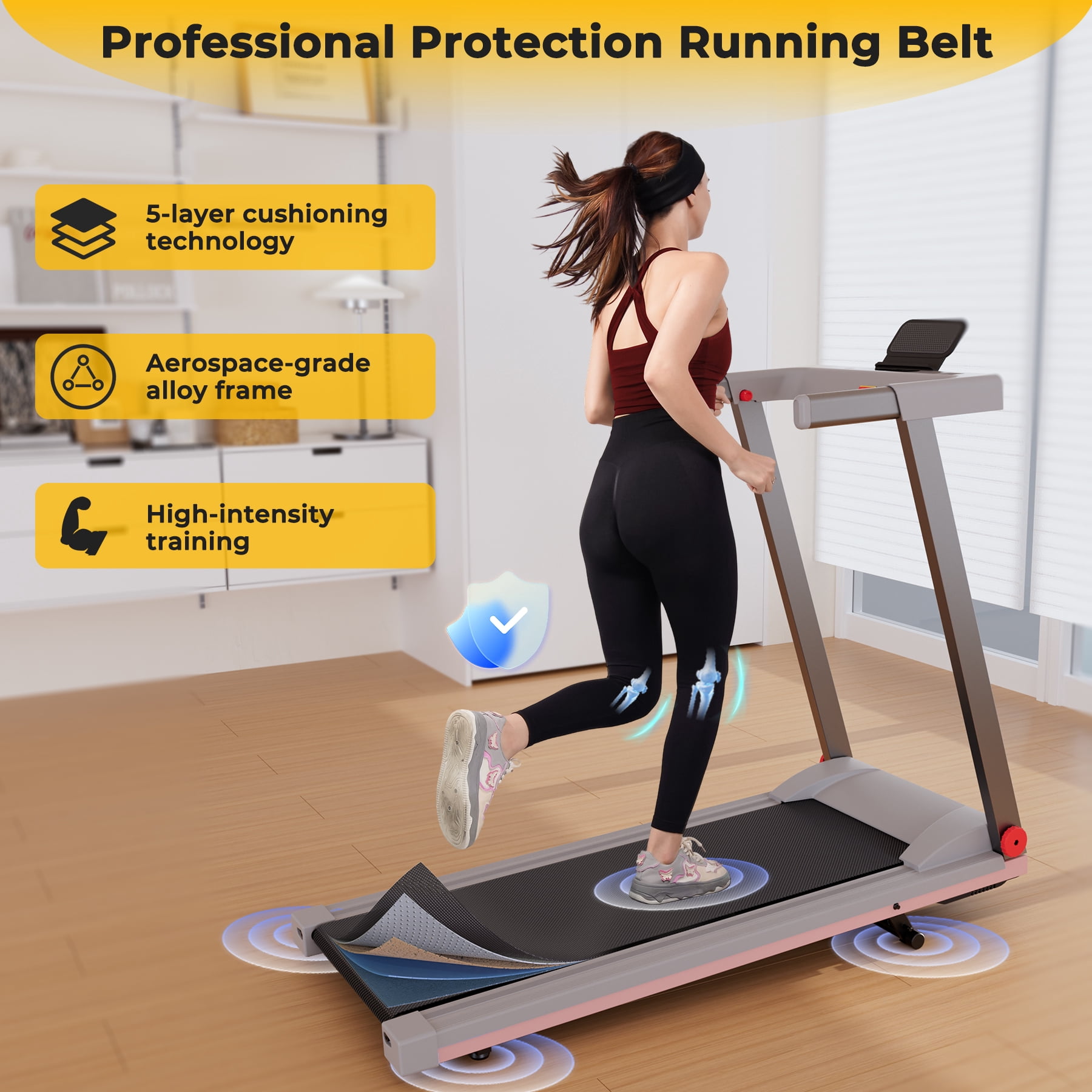 SSPHPPLIE Folding Treadmill with 6% Incline for Home,300 LBS Capacity, 3 HP,0.6-7.5MPH,Easy Assembly for Small Space