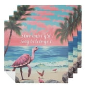 WERPE Flamingo Turtle Beach Cloth Napkin Reusable Gift - Polyester Napkin for Hotels, Weddings, Restaurants, Banquets, and More 2 PCS