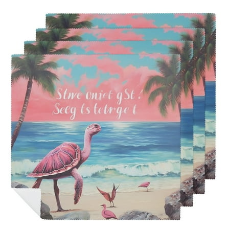 WERPE Flamingo Turtle Beach Cloth Napkin Reusable Gift - Polyester Napkin for Hotels, Weddings, Restaurants, Banquets, and More 6 PCS