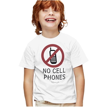 Gilmore Girls No Cell Phones Kids T Shirt for Youth Boys and Girls, White, Large