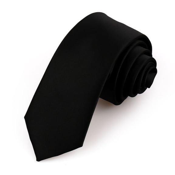 Professional Business Necktie for Men, Slim Skinny Tie, Waterproof Solid Color Satin Finish, Formal Suit Tie for Office and Professional Events, Wrinkle Resistant and Stain Proof Neckwear Black