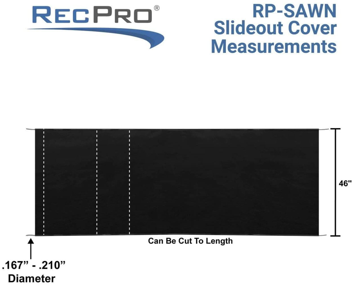 RecPro RV Slide Out Awning Slide Topper Slideout Fabric Only 200" Black 46" 