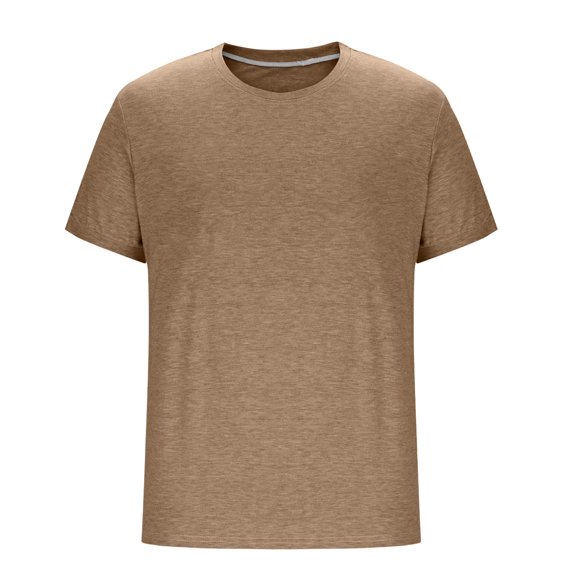 Satingcolo T Shirts for Man Short Sleeve Crew Neck T Shirts for Men Plain Tshirts Quick Dry Tee Casual Athletic Muscle Tshirt,Light Brown 3XL