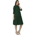 thumbnail image 3 of eloria Women Summer A-Line Button Down Casual Short Midi Dress Color: Pine Green|Size: L, 3 of 7