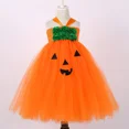 thumbnail image 4 of Disfraz de calabaza de Halloween para niños, vestido de tutú naranja Jack, vestido de princesa con flores para niñas, vestido de tul para fiesta elegante, 4 of 5