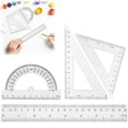 thumbnail image 2 of Triangular Ruler Set, Plastic Metric Inch Geometric Protractor Triangle Engineering Scale Drafting Ruler Kit, 2 of 8