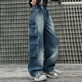 thumbnail image 6 of OSOLU Children Girls Jeans Cargo Jeggings Autumn Loose Fit Wide Leg Denim Outdoor Comfort Wear Fashion Travel Pants, 6 of 9