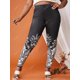 thumbnail image 2 of Jeggings Talla Extra Cintura Alta Delgado Estampado Floral Rosegal Leggings de talla grande, 2 of 5