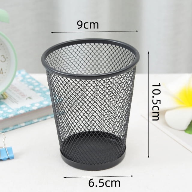 Portalápices apilable de metal cónico de hierro con forma de barril para almacenamiento de bolígrafos de escritorio de oficina y aprendizaje simple