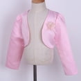 thumbnail image 3 of Lejafay Girls Satin Long Sleeve Bolero Shrug Party Wedding Pageant Flower Dress Cover Up Short Pink 140, 3 of 6