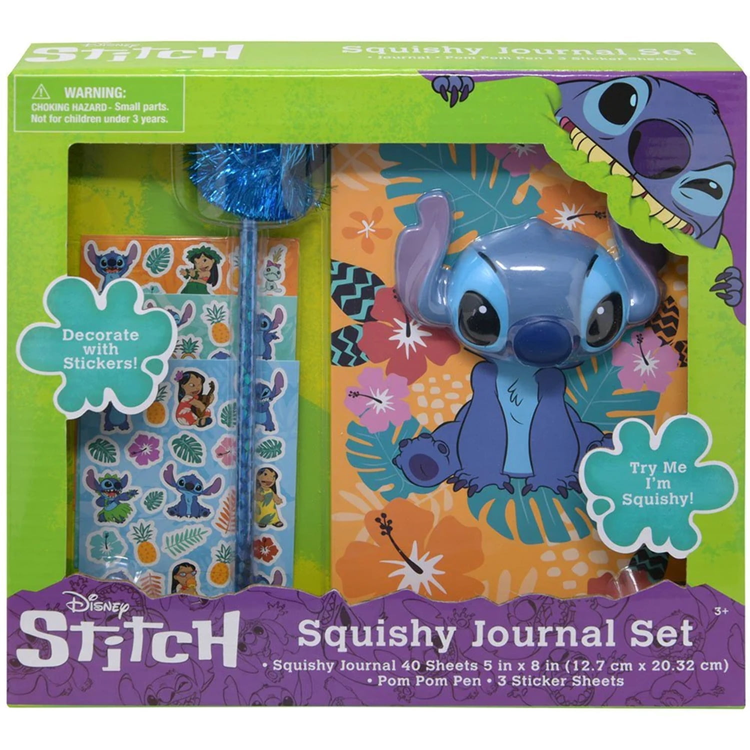 Disney Stitch Squishy Kids Diary Notebook Gift Set in Box
