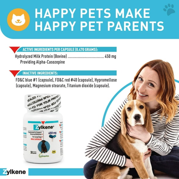 Vetoquinol Zylkene Calming Support Supplement for Large Dogs 33 132lbs Helps Promote Relaxation and Reduce External Stress Factors Daily Behavioral
