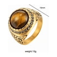 14K Yellow Gold Natural Tiger Eye Rings for Men Women Gift Flower ...