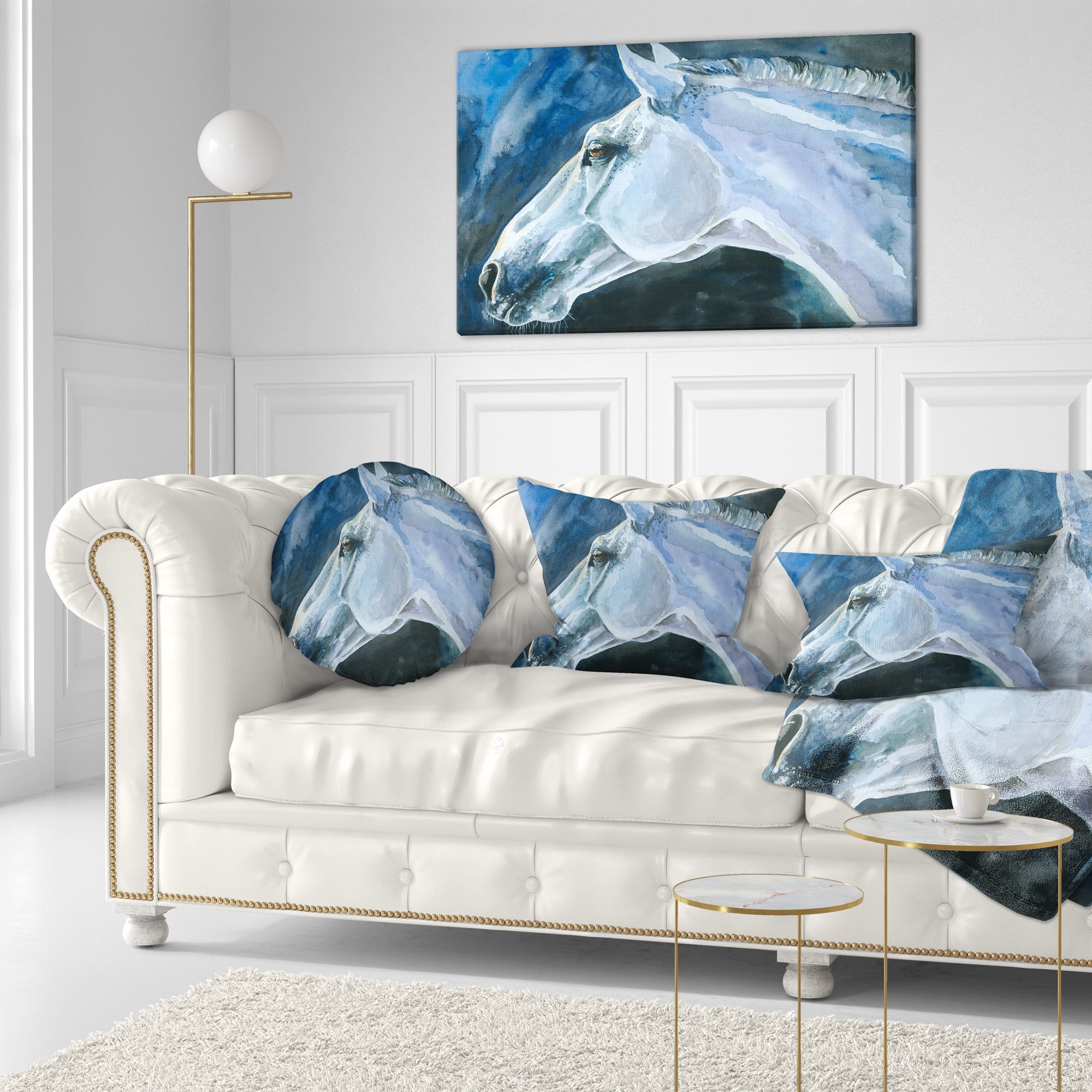 Designart Gray Horse Watercolor - Abstract Throw Pillow - 12x20