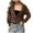 Coffee, variant on Cropped Cardigans for Women V Neck Sweaters Solid Button down Long Sleeve Tops Dressy Casual Outerwear