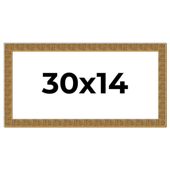 30x14 Frame Black and Gold Distressed Solid Wood Sonoma Picture Frame | 1.625 Inch Moulding Width |