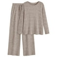 thumbnail image 5 of SUNBS Two Piece Lounge Sets for Women Pajamas Set Wide Leg Pants Ribbed Knit Winter Matching 2 Piece Outfits Trendy Clothes, 5 of 8