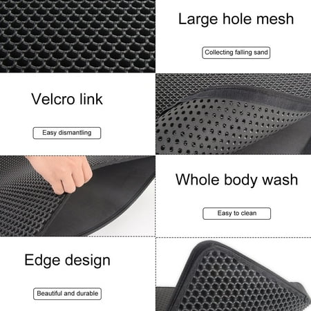 Cat Litter Mat Eva Black Double Layer Cats Litter Trapper Mats