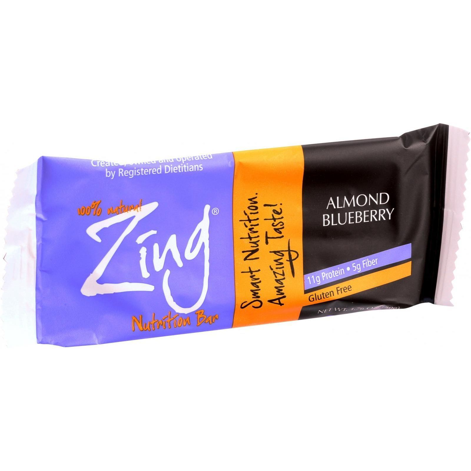 Zing Bars Nutrition Bar Almond Blueberry 1.76 oz Bars Case of 12