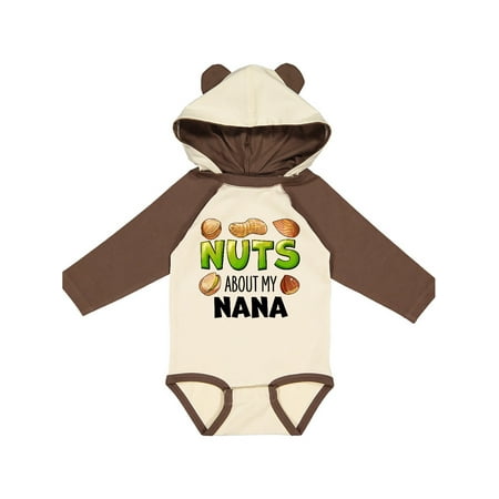 

Inktastic Nuts About My Nana Peanut Almond Pistachio Gift Baby Boy or Baby Girl Long Sleeve Bodysuit