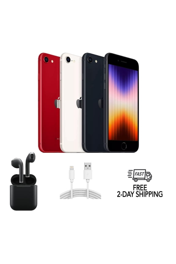 Restored Unlocked Apple iPhone SE (3rd Gen) A2595 128GB Black, 4GB RAM, 2018 mAh Battery