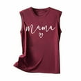 thumbnail image 3 of HOMBOM Crew Neck Basic Tops for Women Wine Sleeveless Graphic Tee Mama Mother's Day Tank Tops Summer Tops M, 3 of 4