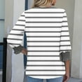thumbnail image 5 of ShiShine Women's Striped Tunic Top Casual Button Down T Shirts Round Neck 3/4 Length Sleeve Fashion Outfits, 5 of 7
