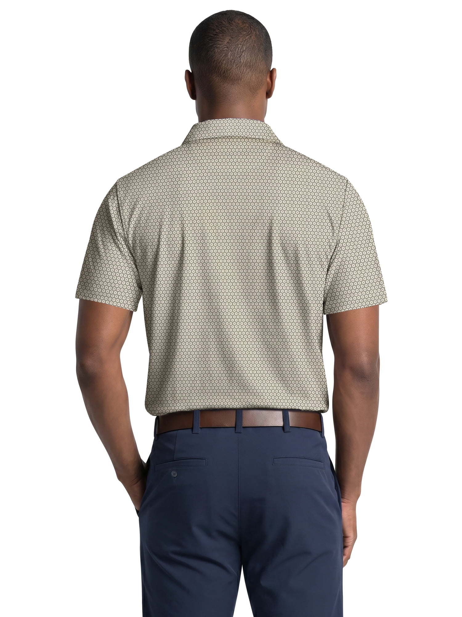 Ben Hogan Performance Men's & Big Men's Flower Geo Print Short Sleeve Golf Polo Shirt, Sizes S-4XLT