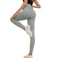 thumbnail image 3 of Ramiter Leggings for Women Yoga Pants with Inner Pockets in High Waist Athletic Pants Tummy Control Stretch Workout Yoga Legging L,Grey, 3 of 5