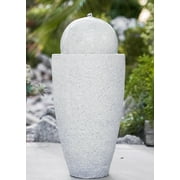 XBrand Modern Stone Textured Round Sphere Water Fountain w/LED Lights, Indoor Outdoor Dcor, 25.6 Inch Tall, Grey