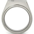 thumbnail image 3 of Titanium Brushed And Polished Cz Signet Ring (Size 9) Made In China tb427-9, 3 of 6