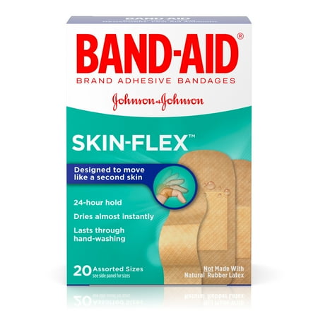 (2 pack) (2 pack) Band-Aid Brand Skin-Flex Adhesive Bandages, Assorted Sizes, 20 ct