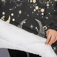 thumbnail image 3 of Oversized Wearable Blanket Hoodie,Black Gothic Sun Planet Pattern Sherpa Blanket Hoodie with Super Pockets,Super Warm Fuzzy Pullover for Women & Men, 3 of 6