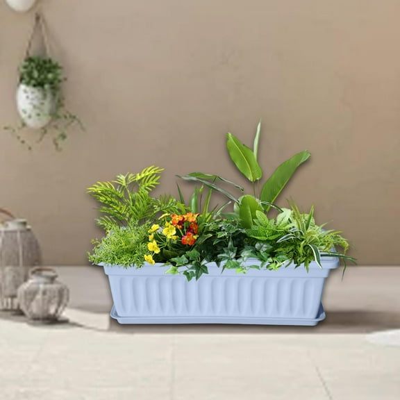 koolsoo Flower Pot Window Box Planter Vegetable Planting Box Vegetable Flower Planters Boxes Gardening Nursery Pot for Balcony Porch Blue
