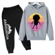 thumbnail image 3 of Conjunto de sudadera con capucha y pantalones de polar para niños, conjunto de 2 piezas, chándal, estampado de cabeza grande de Sasquatch furtivo, 3 of 5