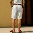 thumbnail image 3 of Men's Smart Casual Pleated Shorts High Waist Cotton Linen Summer Lightweight Wrinkle Resistant Rolled Hem Shorts for Commute Weekend Outings Light Gray XL, 3 of 3