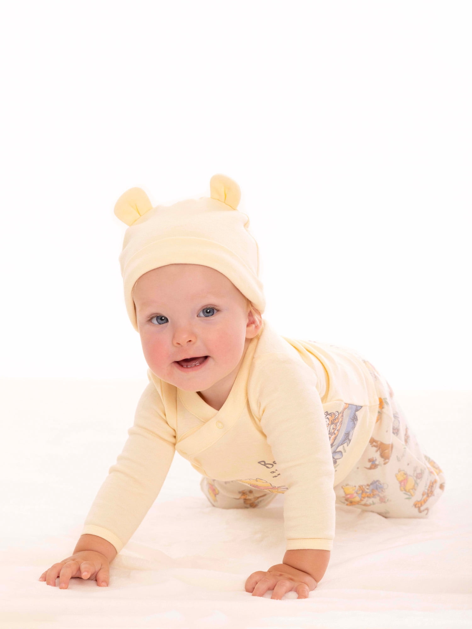Disney Baby Wishes + Dreams Winnie the Pooh Infant Baby Take Me Home Hat, Long-Sleeve Tee, and Pants Outfit Set, 3-Piece Sizes Preemie-6 Months