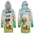 thumbnail image 3 of Dachshund Hello Spring Time Flower Floral Nature All Over Print 3D Hooded Duffle Toggle Coat Wiener Dog Lover Gifts Idea - 02031, 3 of 6