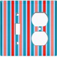 thumbnail image 2 of Metal Light Switch Wall Plate Outlet Cover (Vintage Red Teal Striped Wall - Single Toggle Single Duplex), 2 of 2