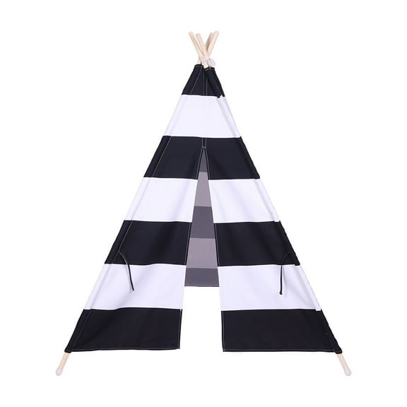 LEORX Black Kids Indoor TeePee Tent with Windows for Home Lightweight Easy to Assemble Disassemble and Fold