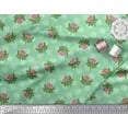 thumbnail image 3 of Soimoi Green Cotton Duck Fabric Leaves & Rose Floral Print Sewing Fabric Yard 56 Inch Wide, 3 of 3